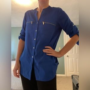 Calvin Klein bright blue blouse
